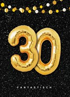 Verjaardagskaart leeftijden 30 ballonletters
